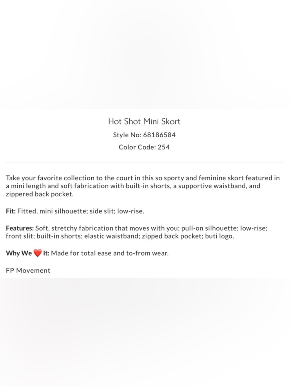 NWT Free People Movement M Hot Shot Mini Skort in Petal Built in Shorts New - Picture 9 of 11